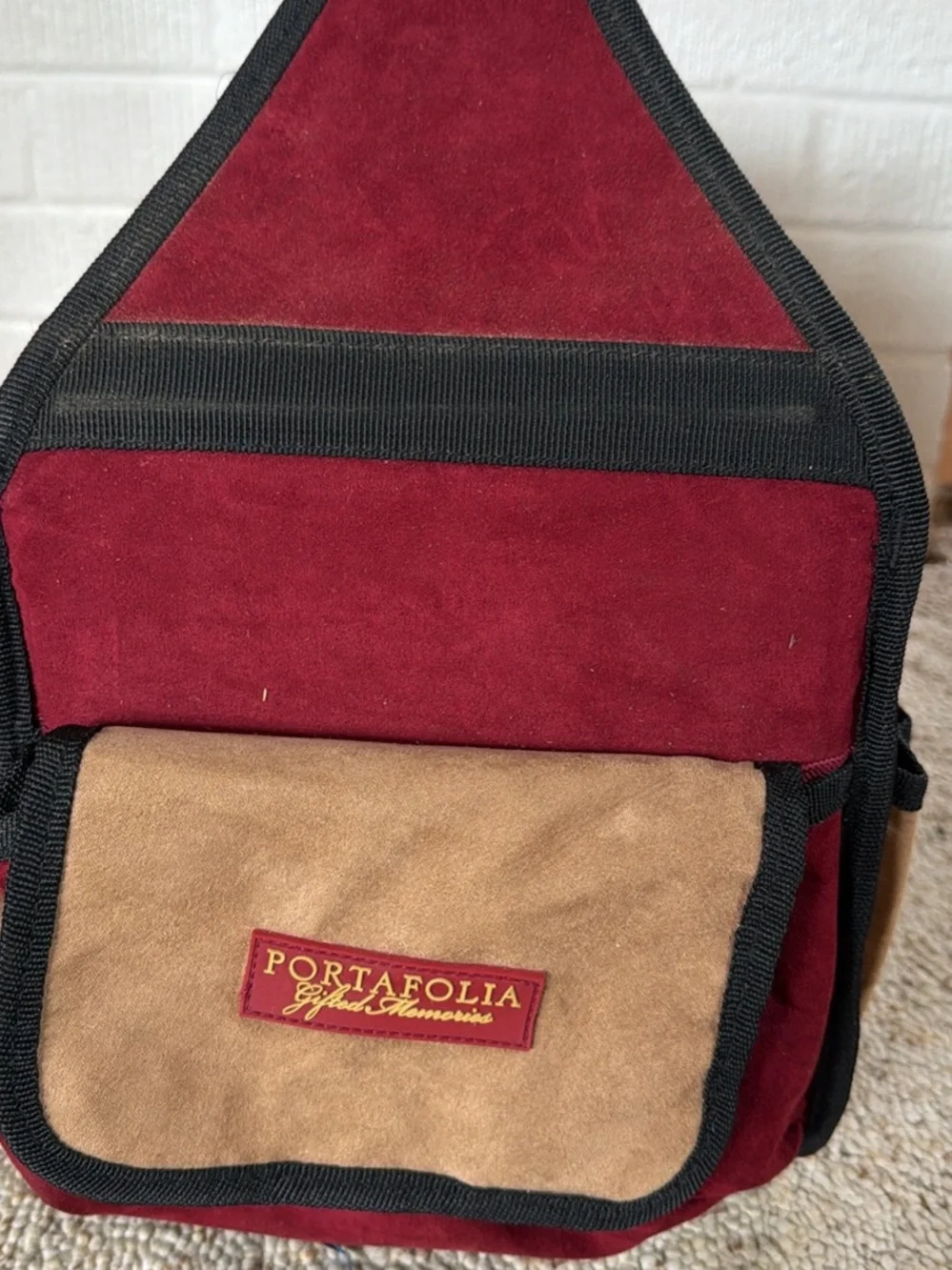 Open-Top Tool Tote Bag/Gardening - Burgundy and Tan